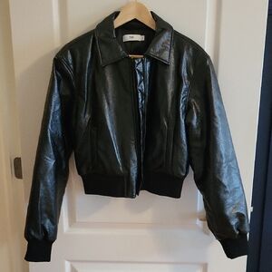Twik Shiny Cropped Bomber Jacket